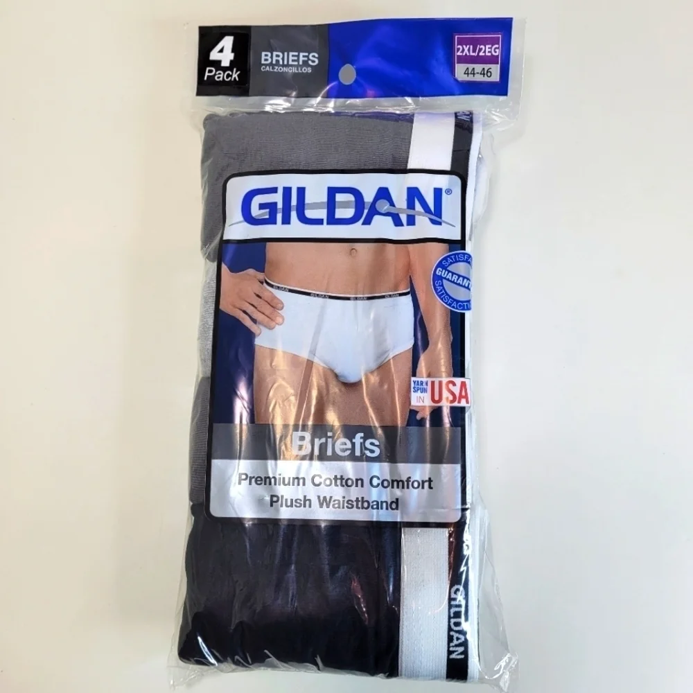 Gildan Premium Cotton Comfort Plush Waistband Briefs 4 pack size Men's 2XL NEW